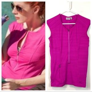 Athleta Pink Pacifica Fitted 1/2 Zip Tank M